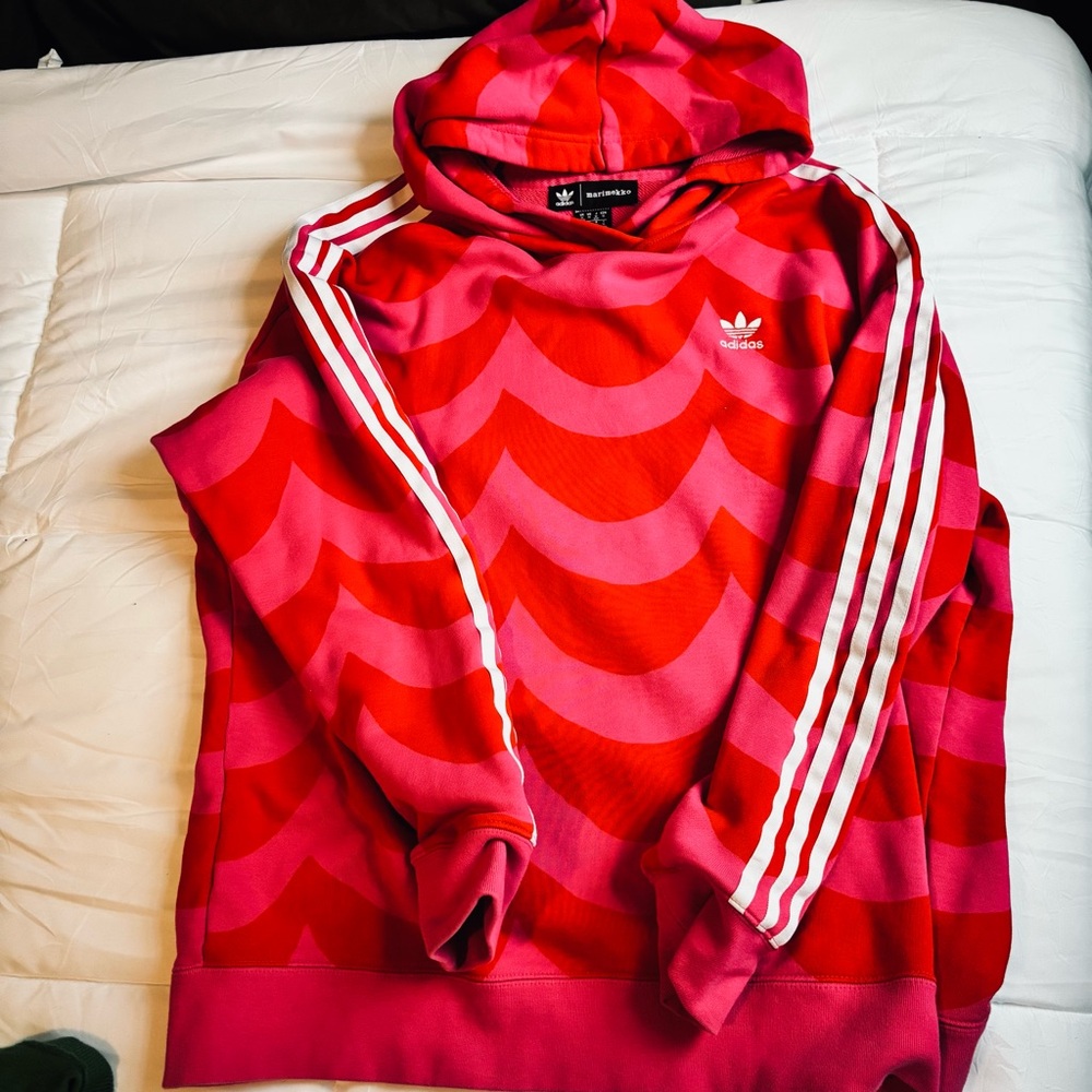 Adidas Marimekko Red and Pink Wave Hoodie - Picture 3 of 3